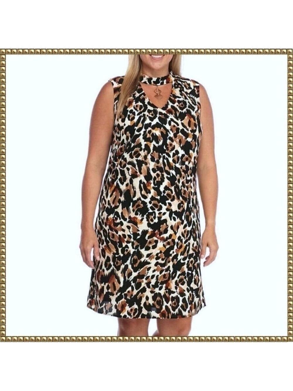 Lux Cheetah Print Fit Flare Dress Sleeveless Size 20